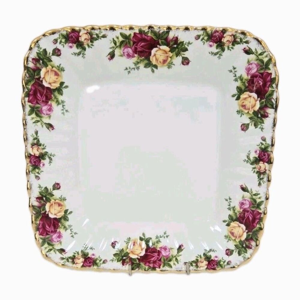 Royal Albert Old Country Roses 9 1/4" Square Serving Tray Excellent Vintage